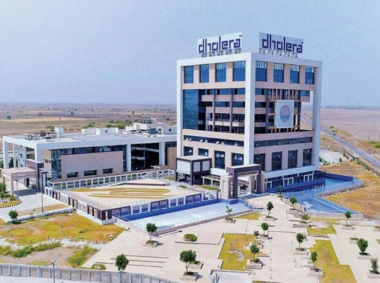 Aerial view of the ABCD building in Dholera's Activation Area